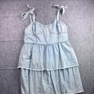 American Eagle Women's XXL Ruffled Bustier Chambray Denim Dress